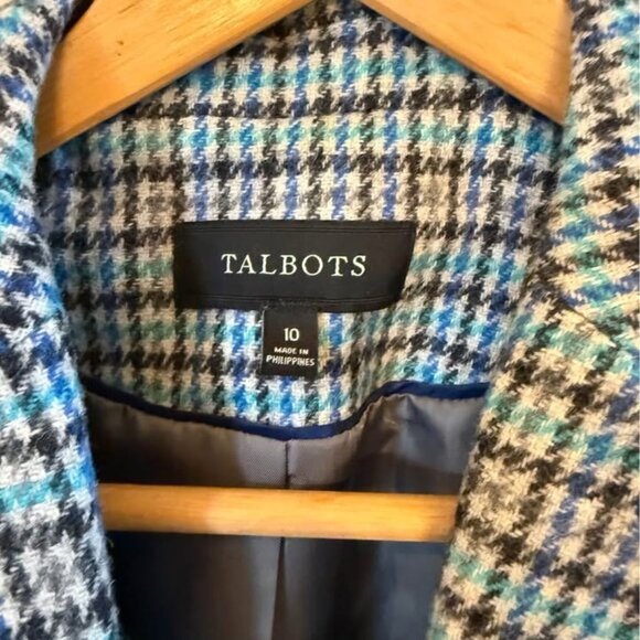 Women Talbots Blue/Multicolor Houndstooth Wool Blend Blazer-Size 10 *Runs Small‎ - Picture 8 of 10